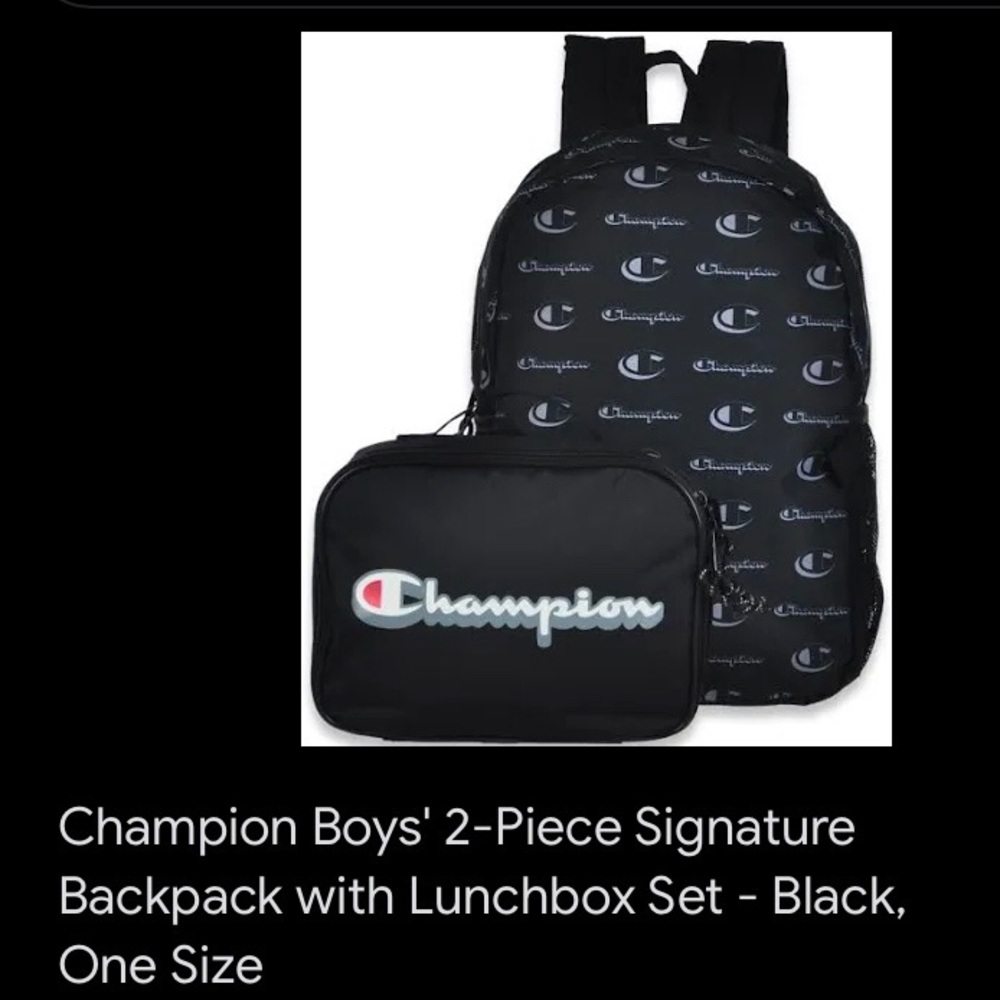 Champion backpack with lunch box